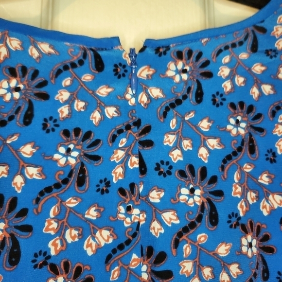 J. Crew Border Print Vibrant Blue Silk Dress Sz 2 - Picture 10 of 13